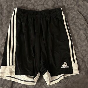 adidas Men’s Black Athletic Shorts with White Stripes